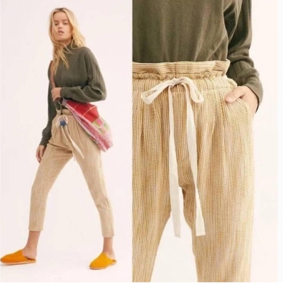 Free People Pants - H8 Free‎ People Light at Sunrise Crop Pants Striped Drawstring